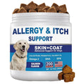Load image into Gallery viewer, Allergy Chews for Dogs – Ultimate Itch Relief for Skin Allergies, Licking Paws, Hot Spots, Itchy Ears & Seasonal Allergies – Colostrum + Salmon Oil + Probiotics + Omega-3 – Vet-Formulated Anti-Itch Bites – All Breeds & Ages, Salmon Flavor, 200 Count