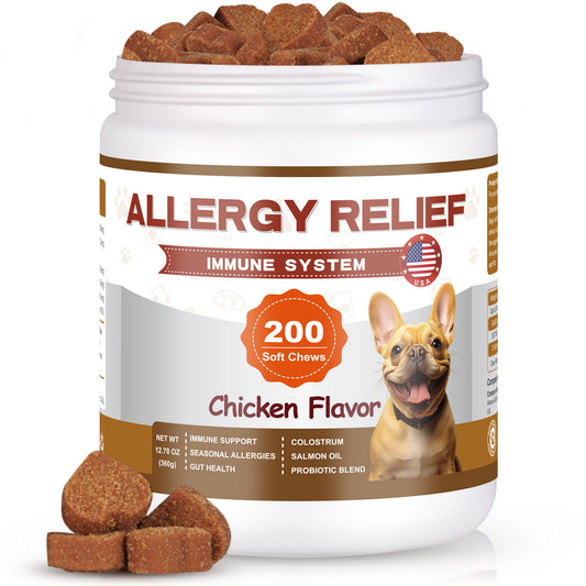 Allergy & Itch Chews for Dogs - Natural Allergy Relief, Itchy Skin, Immune Support and Probiotics - 200 Count