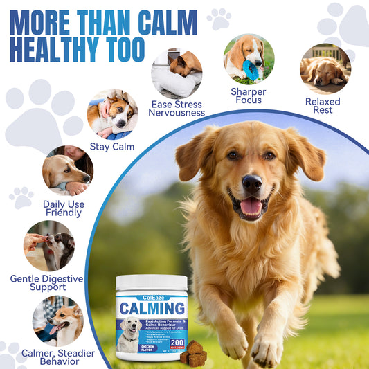 Calming Chews for Dogs with Suntheanine, L-Tryptophan & Melatonin, Anxiety & Stress Relief, Sleep Aid for Fireworks, Storms, Thunder, Barking - Chicken Flavor, 200 Count