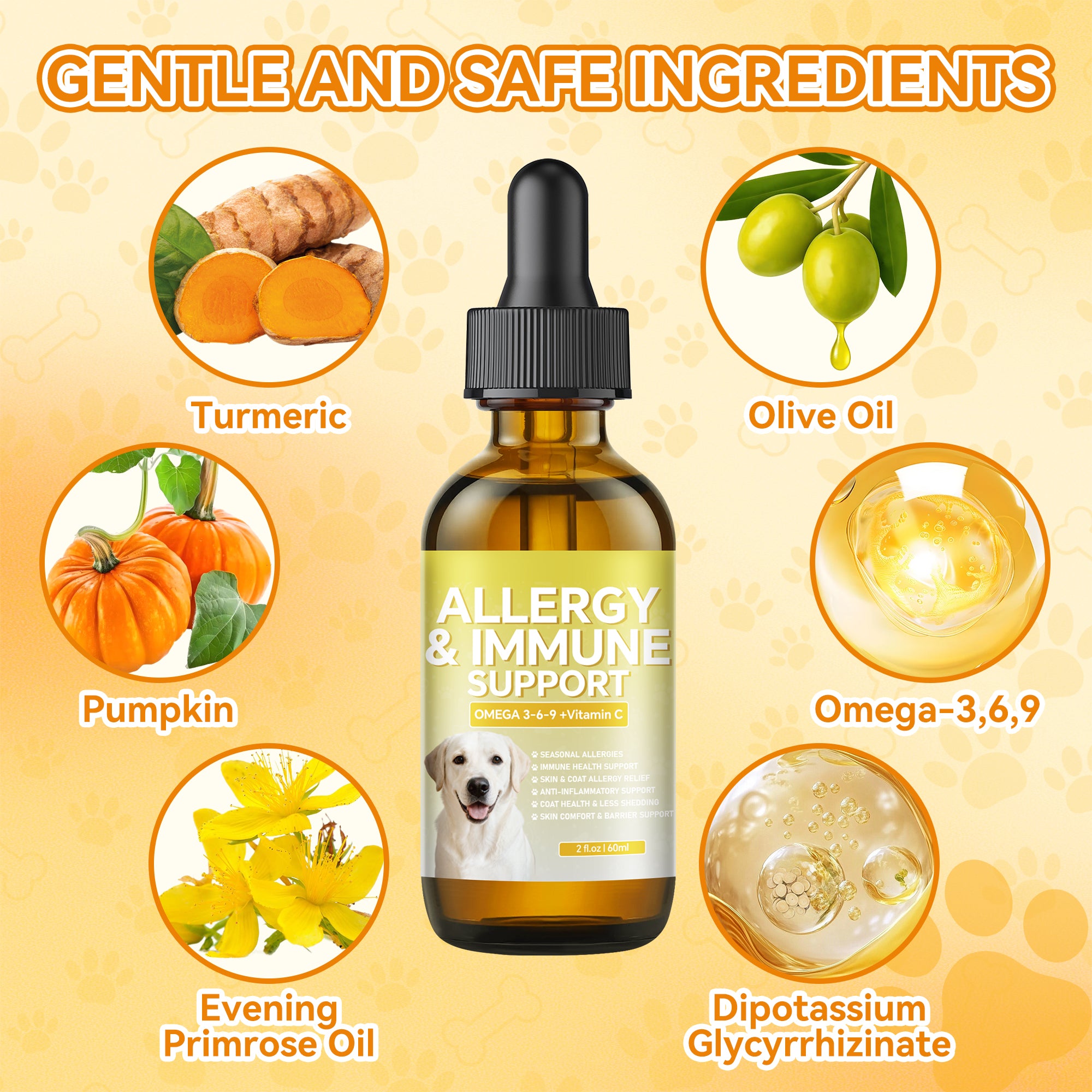 STOP Itching NOW! Advanced Allergy + Immune Relief Drops for Dogs – Omega 3-6-9, Turmeric, CoQ10, Vitamin C – Eliminates Skin Scratching, Hot Spots & Shedding – Liquid Formula Works in Hours, Not Weeks – 60ml