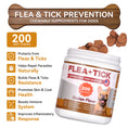 Load image into Gallery viewer, FLEA & TICK KILLER CHEWS FOR DOGS – 200 SOFT CHEWS – NATURAL GARLIC + BREWER'S YEAST + VITAMIN B – NO HARSH CHEMICALS, NO COLLARS, NO SPRAYS – REPELS FLEAS, TICKS, MOSQUITOES, MITES, LICE & LARVAE – ALL BREEDS & AGES – CHICKEN FLAVOR
