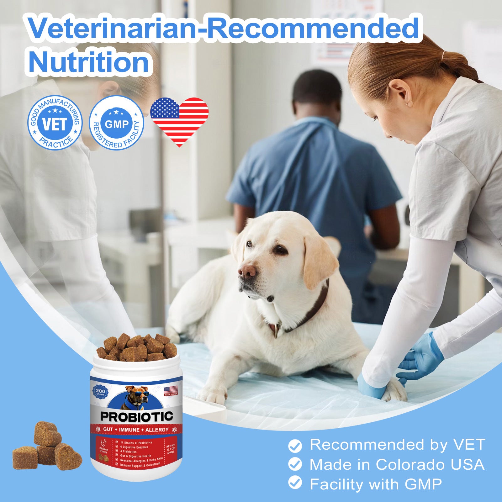11 Billion CFU Probiotic Chews for Dogs – With 11 Strains + 6 Enzymes + 4 Prebiotics to Wipe Out Seasonal Allergies, Fix Leaky Gut & Unleash Peak Immunity, Chicken Flavor, 200 Count