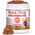 Load image into Gallery viewer, FLEA & TICK KILLER CHEWS FOR DOGS – 200 SOFT CHEWS – NATURAL GARLIC + BREWER'S YEAST + VITAMIN B – NO HARSH CHEMICALS, NO COLLARS, NO SPRAYS – REPELS FLEAS, TICKS, MOSQUITOES, MITES, LICE & LARVAE – ALL BREEDS & AGES – CHICKEN FLAVOR
