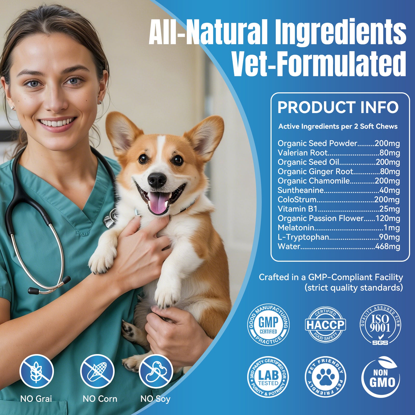 ColEaze Calming Chews for dogs – 200 Soft Chews of Nuclear Chill. Fast-Acting Melatonin + L-Tryptophan + 10 Natural Calming Agents. Destroys Anxiety from Fireworks, Thunder, Separation & Vet Visits. Zero Grain, Zero Sugar, Zero Weakness