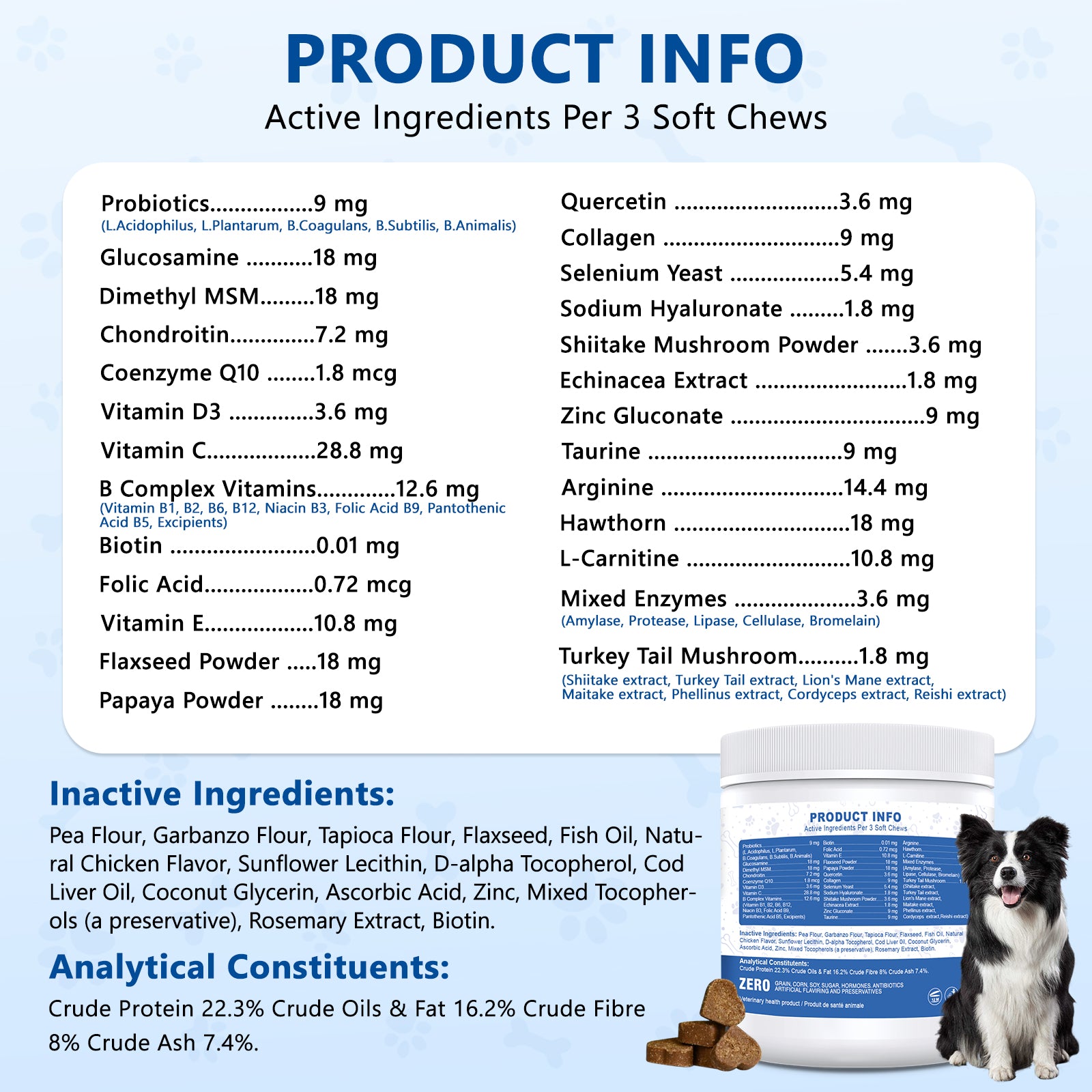 ULTIMATE 40-in-1 Multivitamin Chews for Dogs – STOP Allergies, Shedding & Joint Pain! Probiotics + Omega-3 + Glucosamine + Turkey Tail Mushroom – Immune, Skin, Coat, Heart, Liver, Gut, Hip & Joint Support – 200 Chews, Chicken Flavor