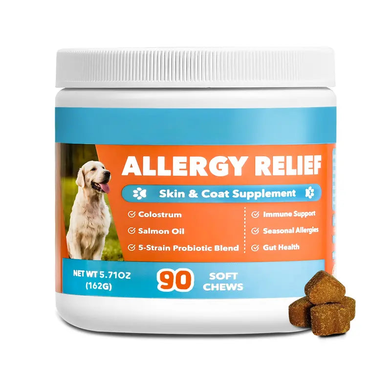 Allergy & Immune Chews for Dogs - Dog Probiotics for Seasonal Allergies - Support Skin & Coat for All Breeds