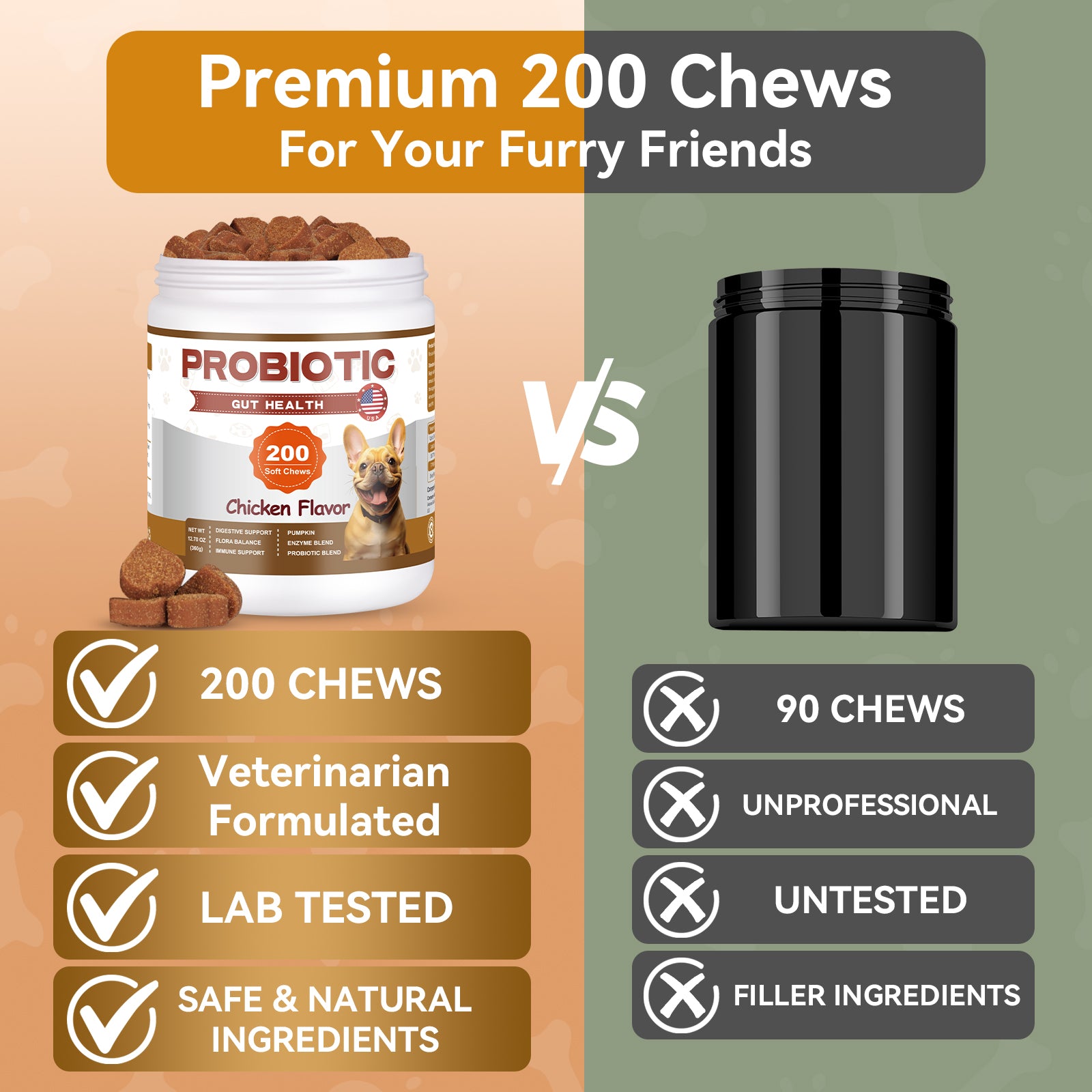 ColEaze Probiotic Gut Health Chews for dogs – 200 Soft Chews of Brutal Digestive Domination. No More Gas, No More Loose Stools, No More Weak Immunity. Pumpkin + 6.84B CFU Probiotics + Enzyme Strike Force